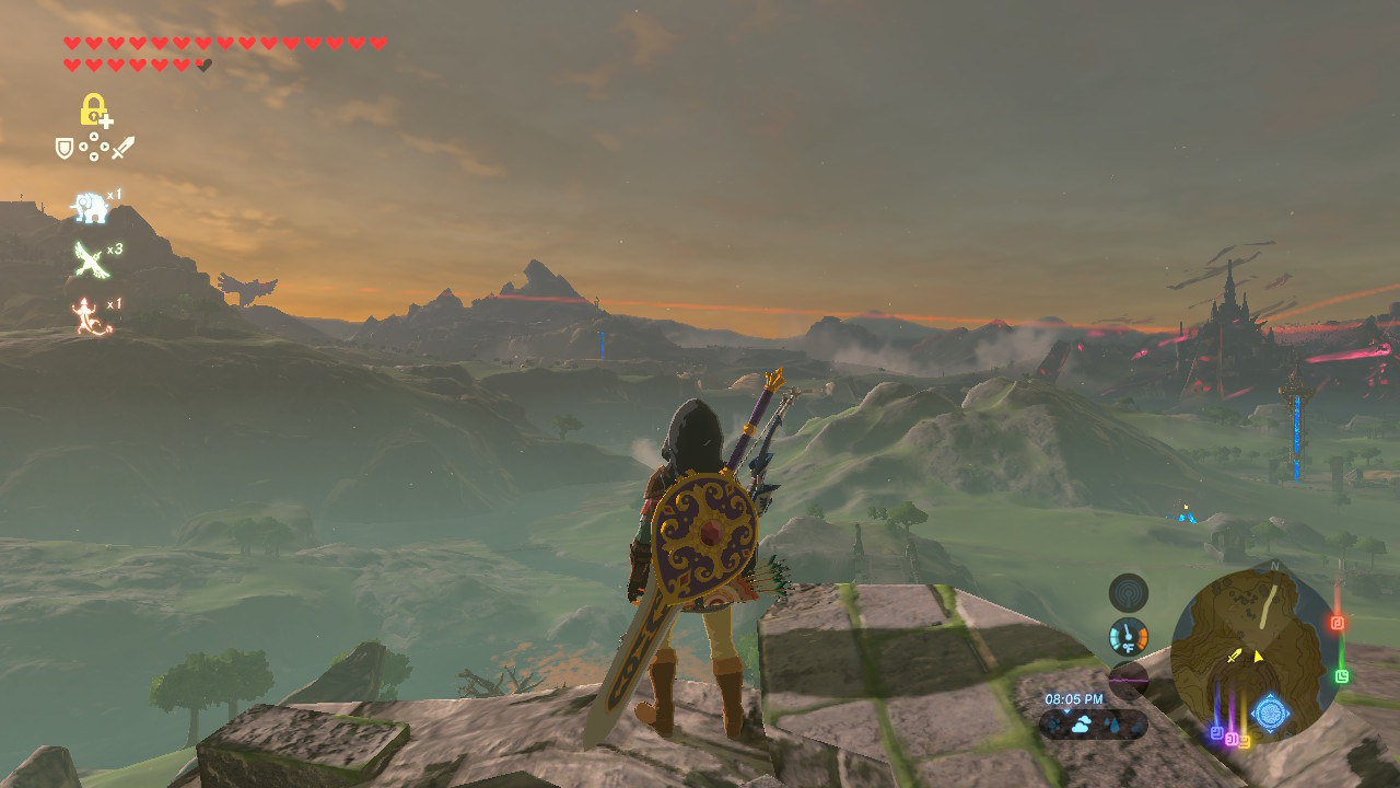 an image of link looking out into the mountains