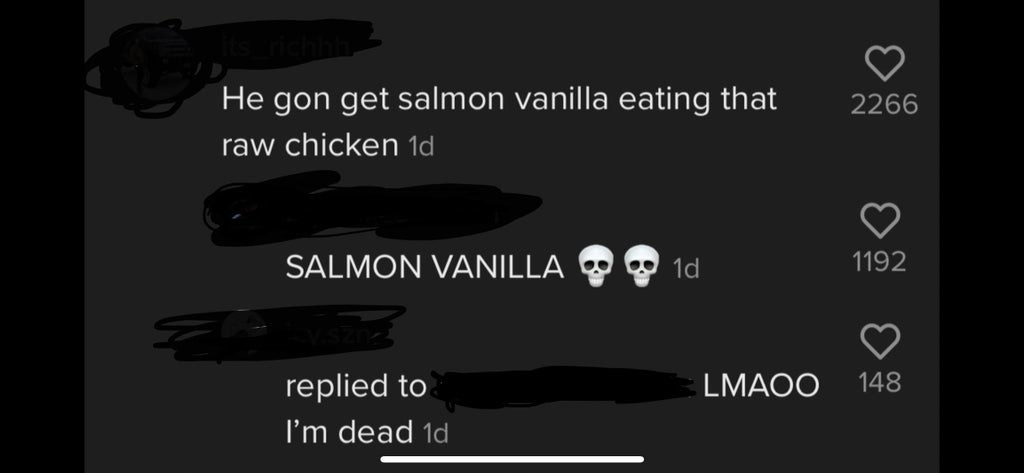 person mixing up salmonella with salmon vanilla