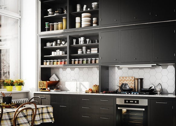 kitchen cabinets - black colour