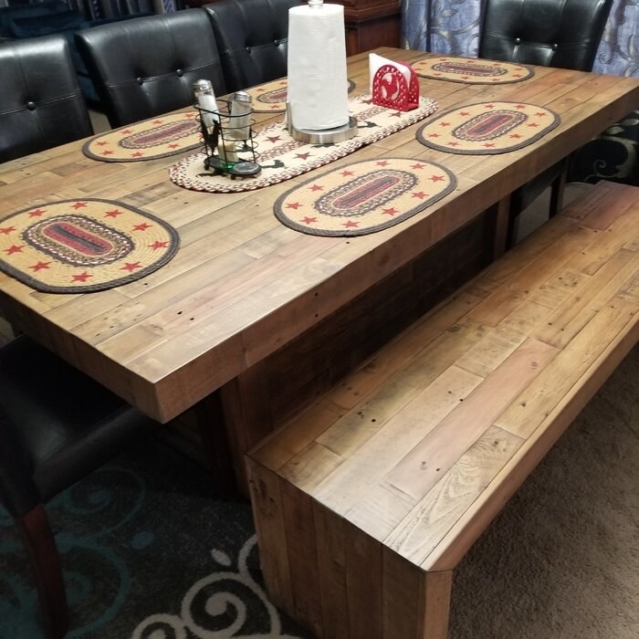 The pine table with matching bench