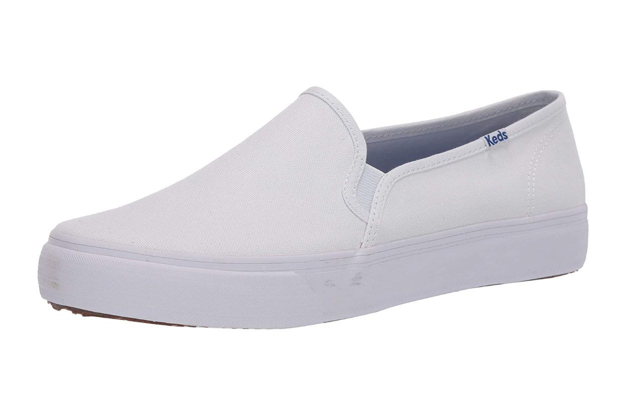 a white slip-on sneaker