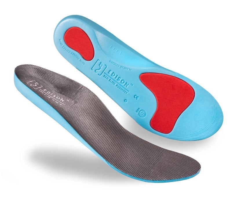 The insoles in blue and red