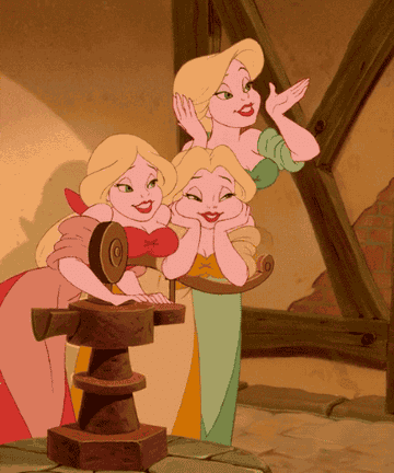 The &quot;bimbettes&quot; from Beauty and the Best pulling a water lever
