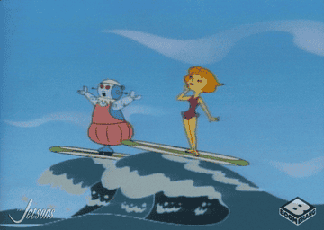 rosie the maid robot and mrs jetson surfing