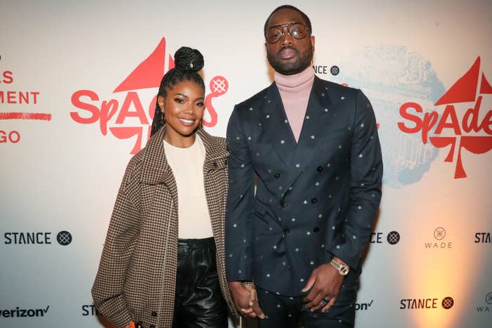 Gabrielle Union and Dwyane Wade attend Stance Spades At NBA All-Star 2020 at City Hall on February 15, 2020 in Chicago, Illinois