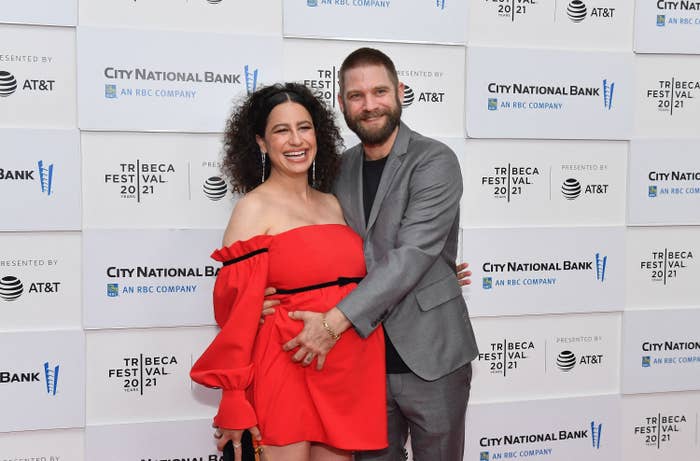 Ilana Glazer and David Rooklin are photographed at a red carpet event