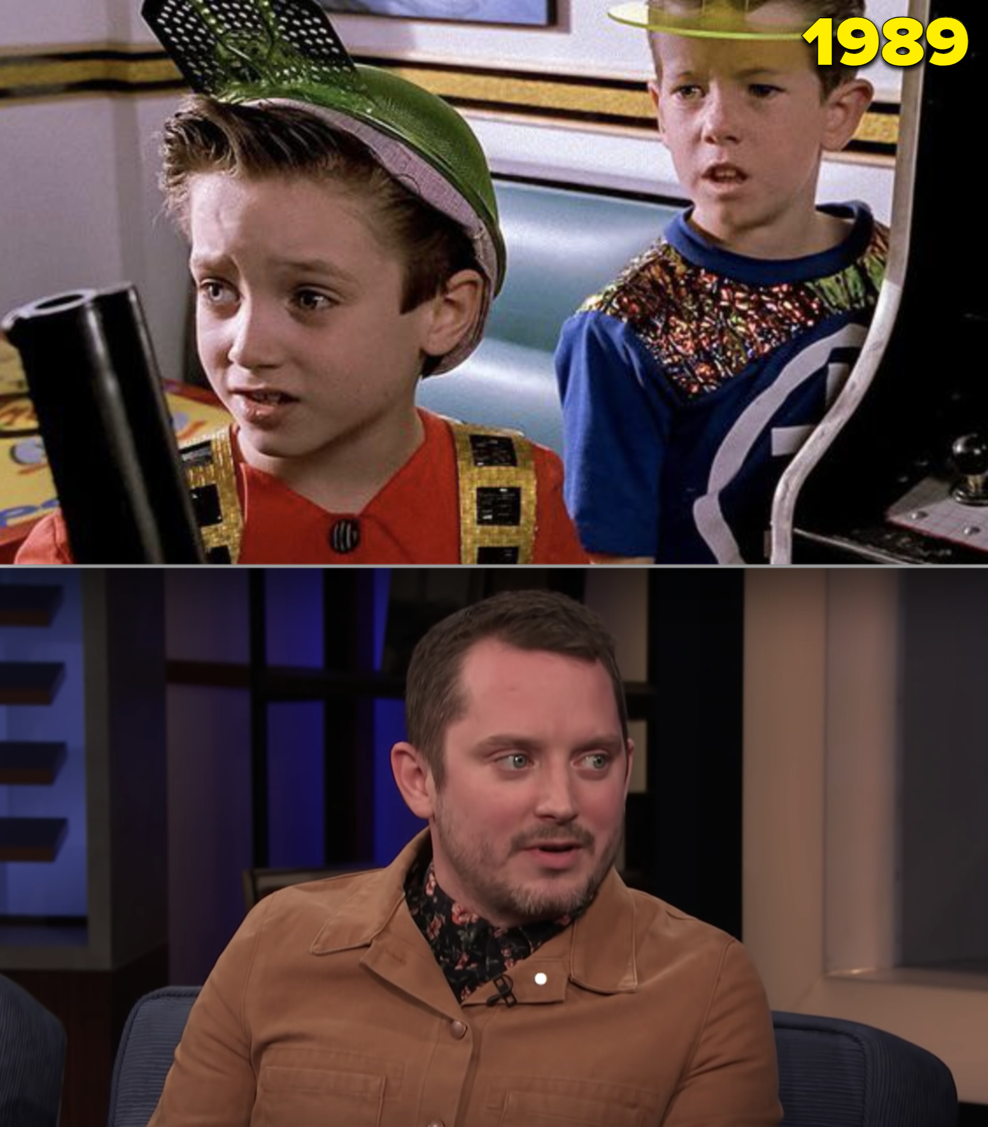 Elijah Wood as a kid in &quot;Back to the Future Part II&quot; vs. him being interviewed by Conan O&#x27;Brien in 2020