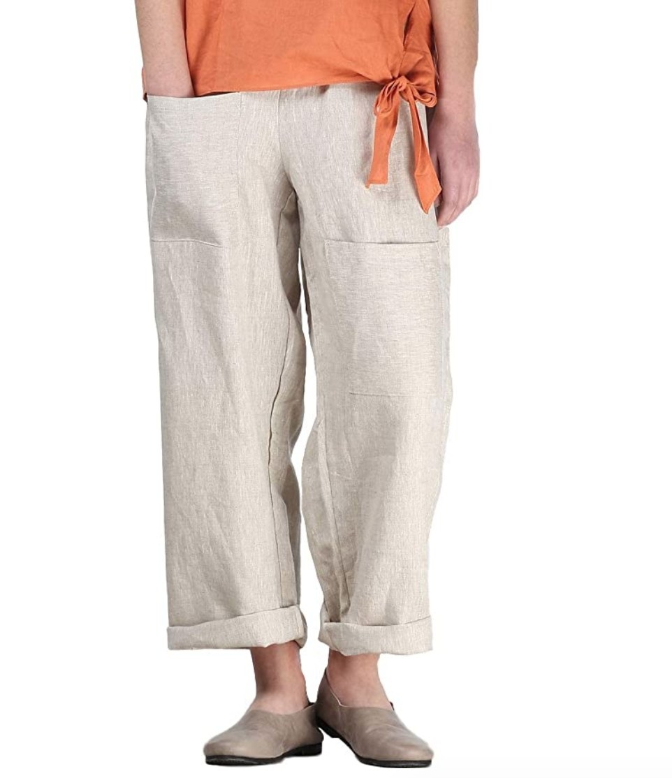 A pair of women&#x27;s linen pants with pockets