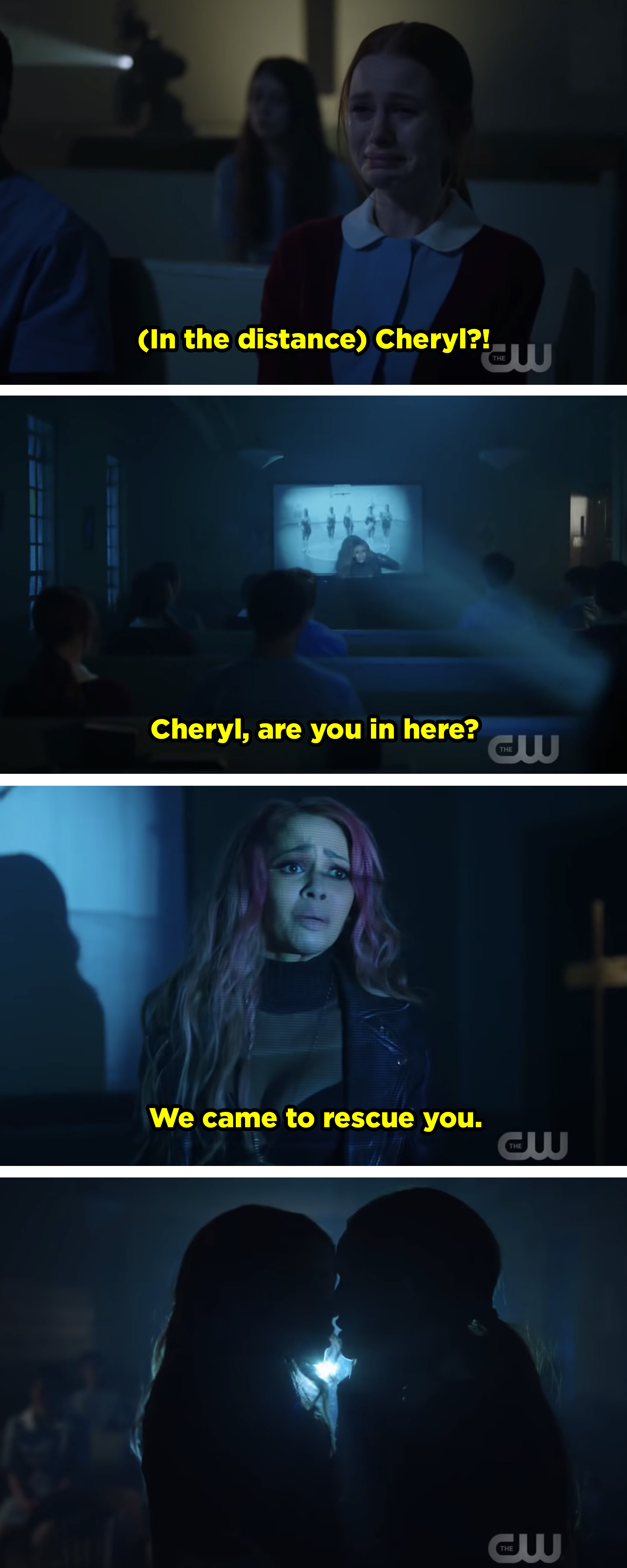 Toni bursts into the room where Cheryl is being held and she tells her they came to rescue her. Then, they kiss.
