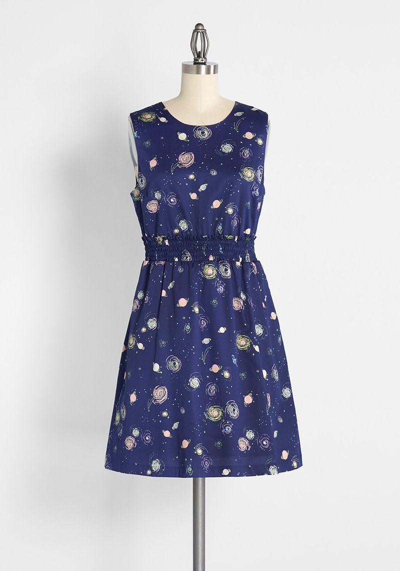 galaxy blue dress with elastic waist