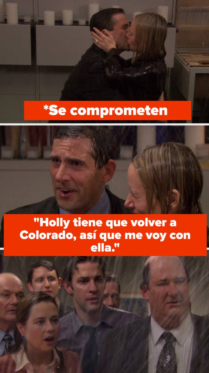 Michael Scott telling the office that "Holly has to go back to Colorado. I'm going with her; I'm leaving"