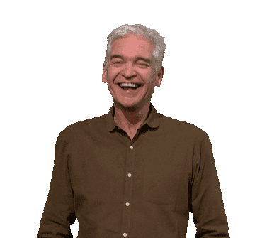 Phillip Schofield laughing and then looking angry