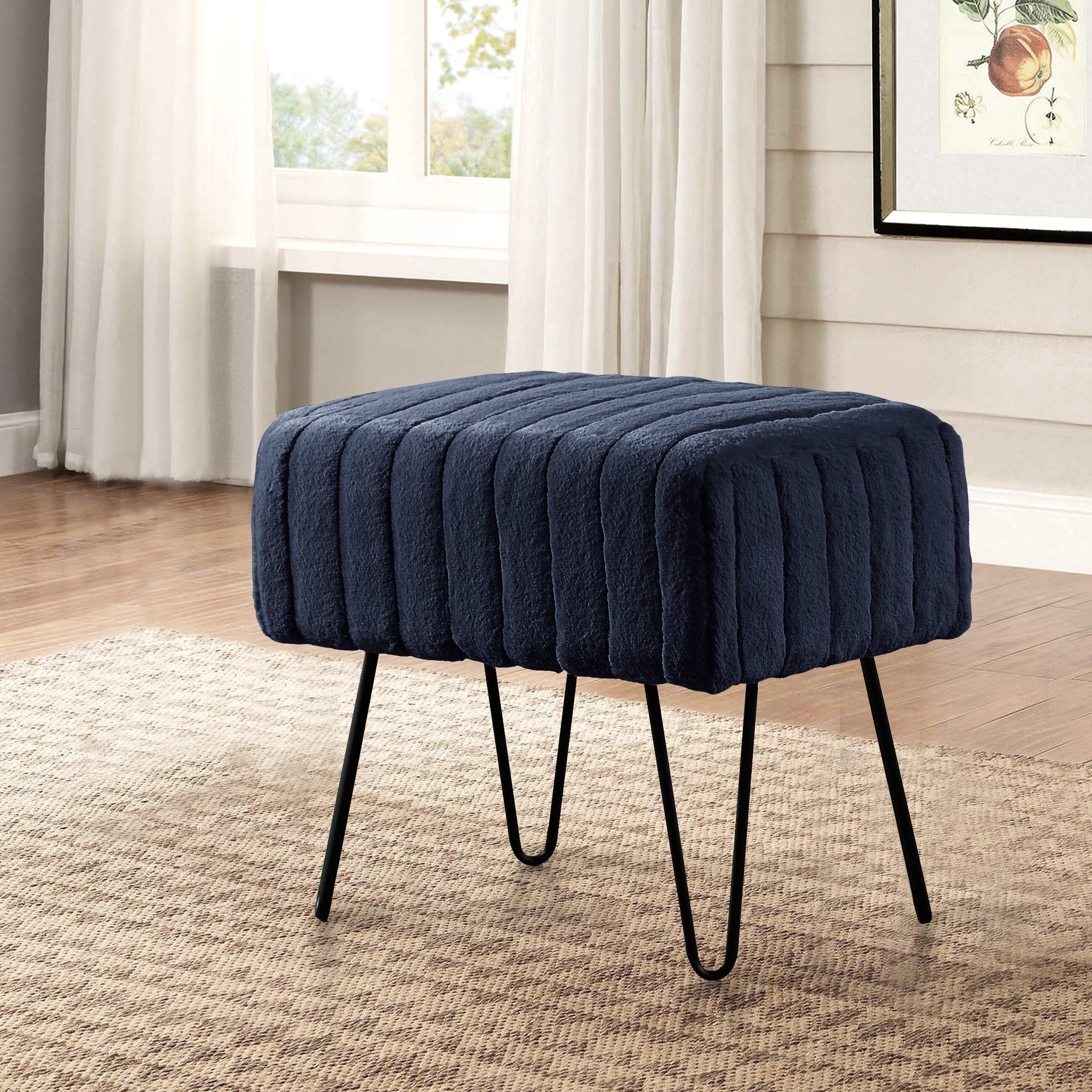 navy and black footstool