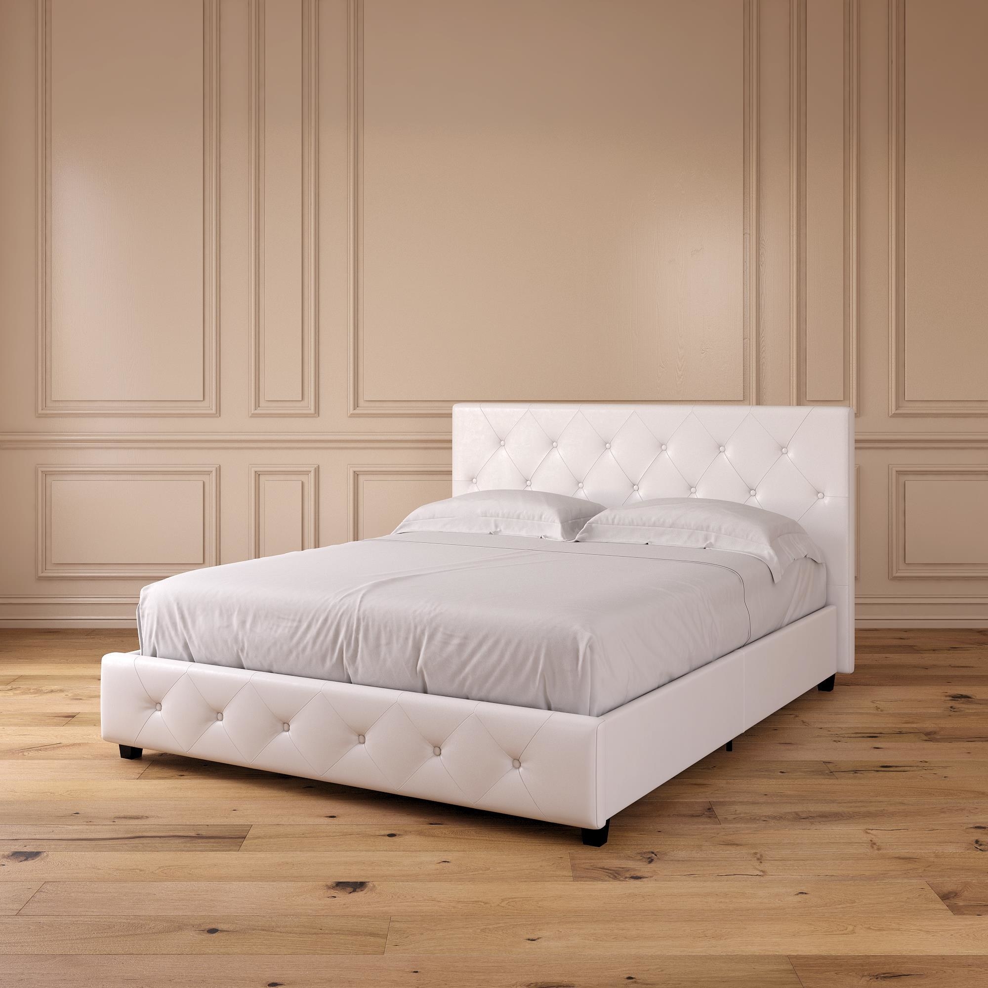 White platform bed