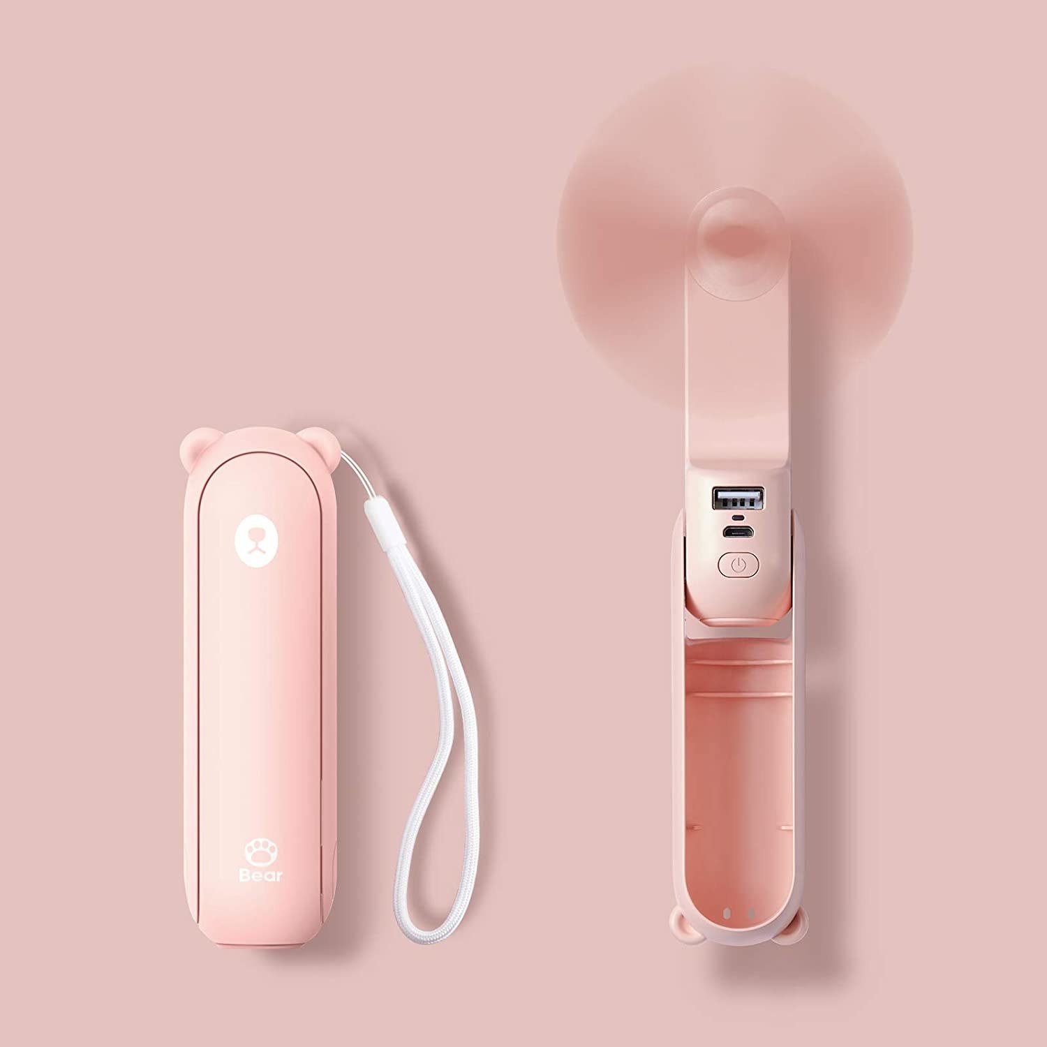 mini fan in blush pink