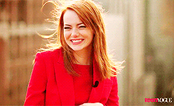 Emma Stone smiles while on set of a &quot;Teen Vogue&quot; cover shoot