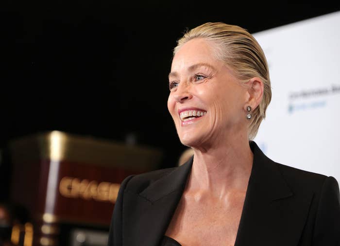 Sharon Stone smiles while attending event
