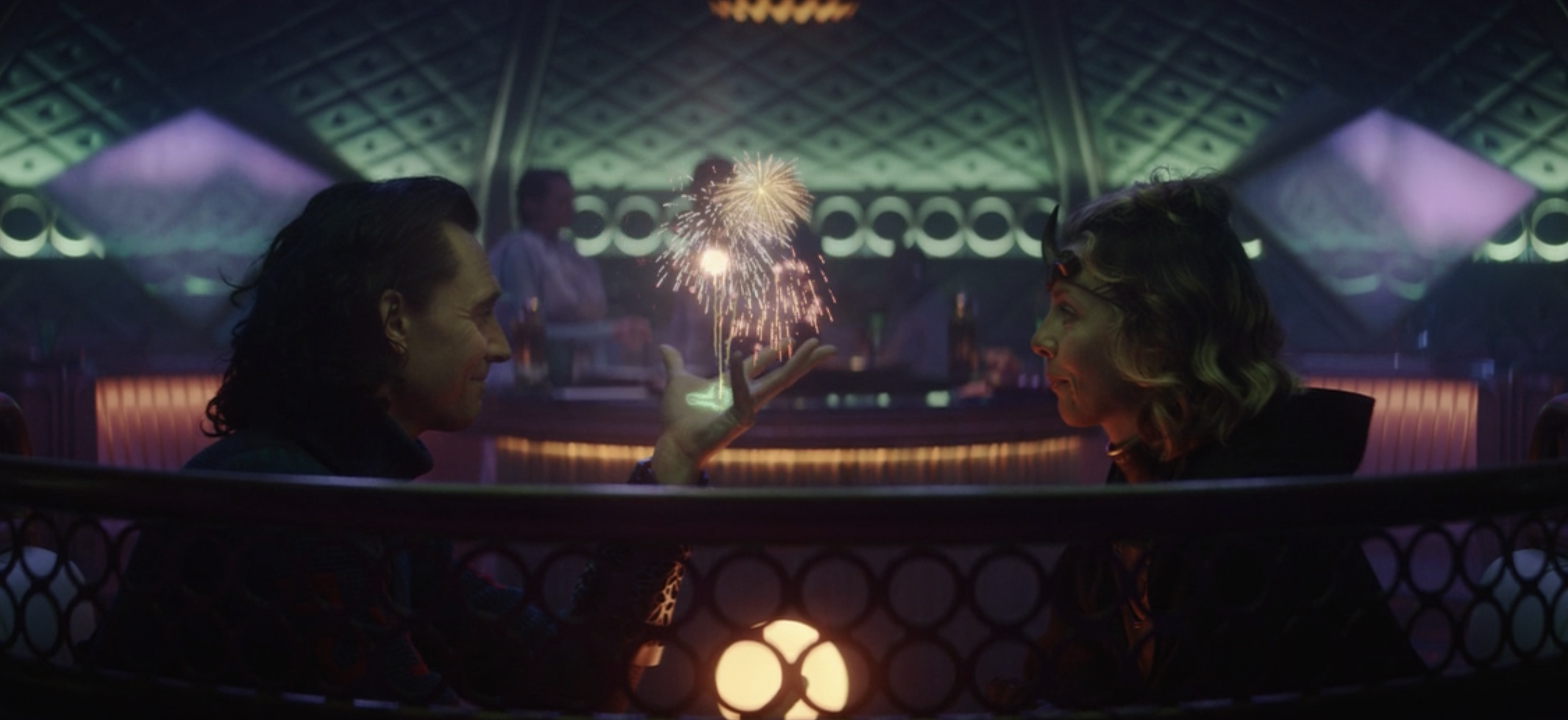 Loki making fireworks appear in his palm as he talks to Sylvie