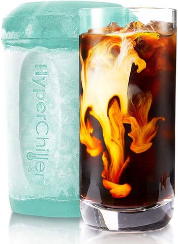 HyperChiller next to glass of cold coffee