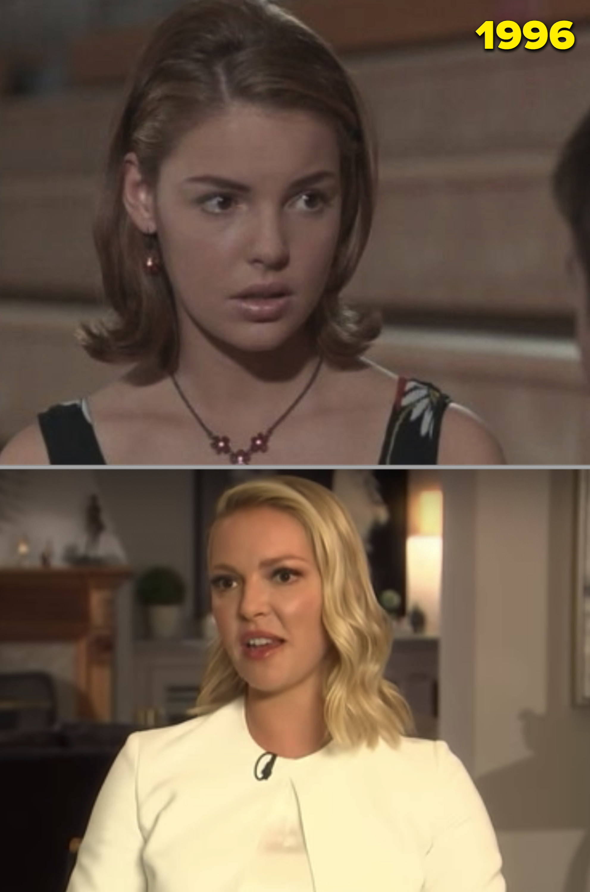 Katherine Heigl as a teen vs. her as an adult being interviewed
