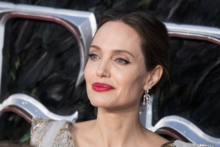 Angelina Jolie attends the European premiere of &quot;Maleficent: Mistress of Evil&quot; at Odeon IMAX Waterloo on October 09, 2019 in London, England