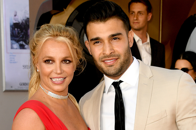Britney and Sam pose together at an event