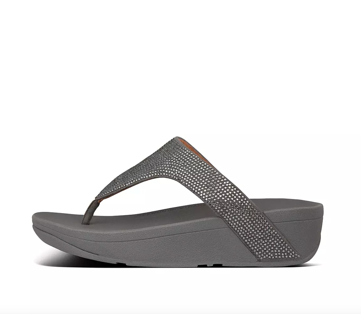 the shimmer crystal toe-post sandals in pewter