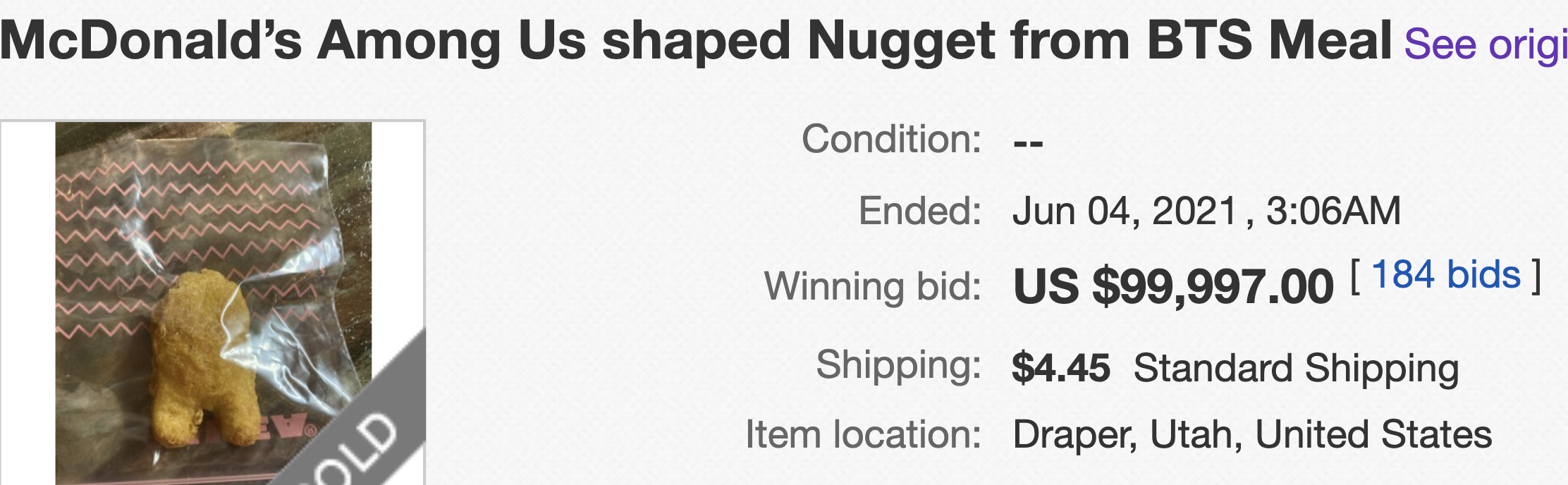 The eBay listening for the McNugget