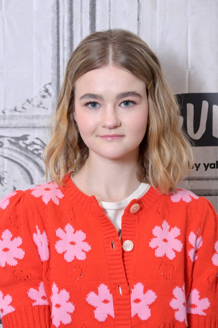 Millicent Simmonds in a flower sweater