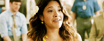 Jane smiling up at someone