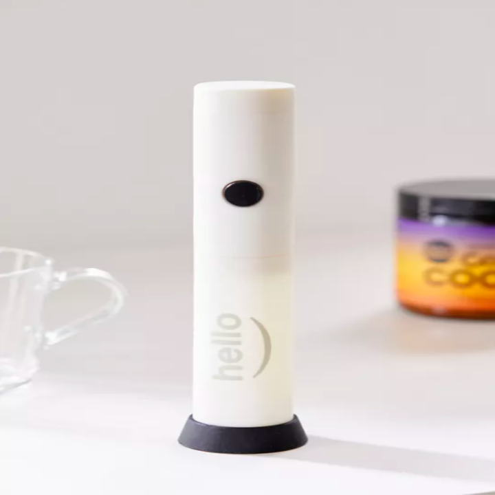 The frother on its stand