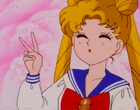 Sailor Moon giving a peace sign