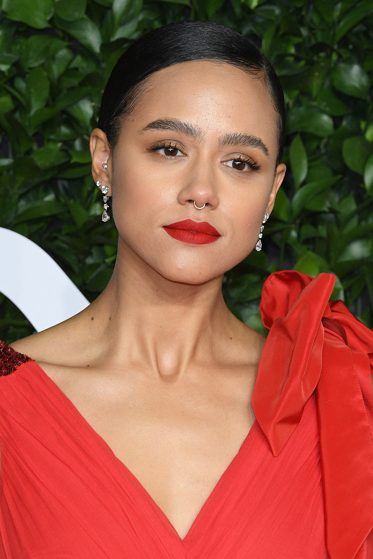 Nathalie Emmanuel arrives at The Fashion Awards 2019 held at Royal Albert Hall on December 02, 2019, in London, England