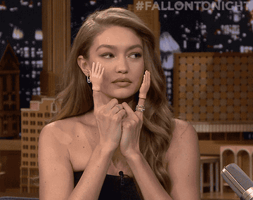 Gigi Hadid plays with miniature hand toys on set of &quot;The Tonight Show with Jimmy Fallon&quot;