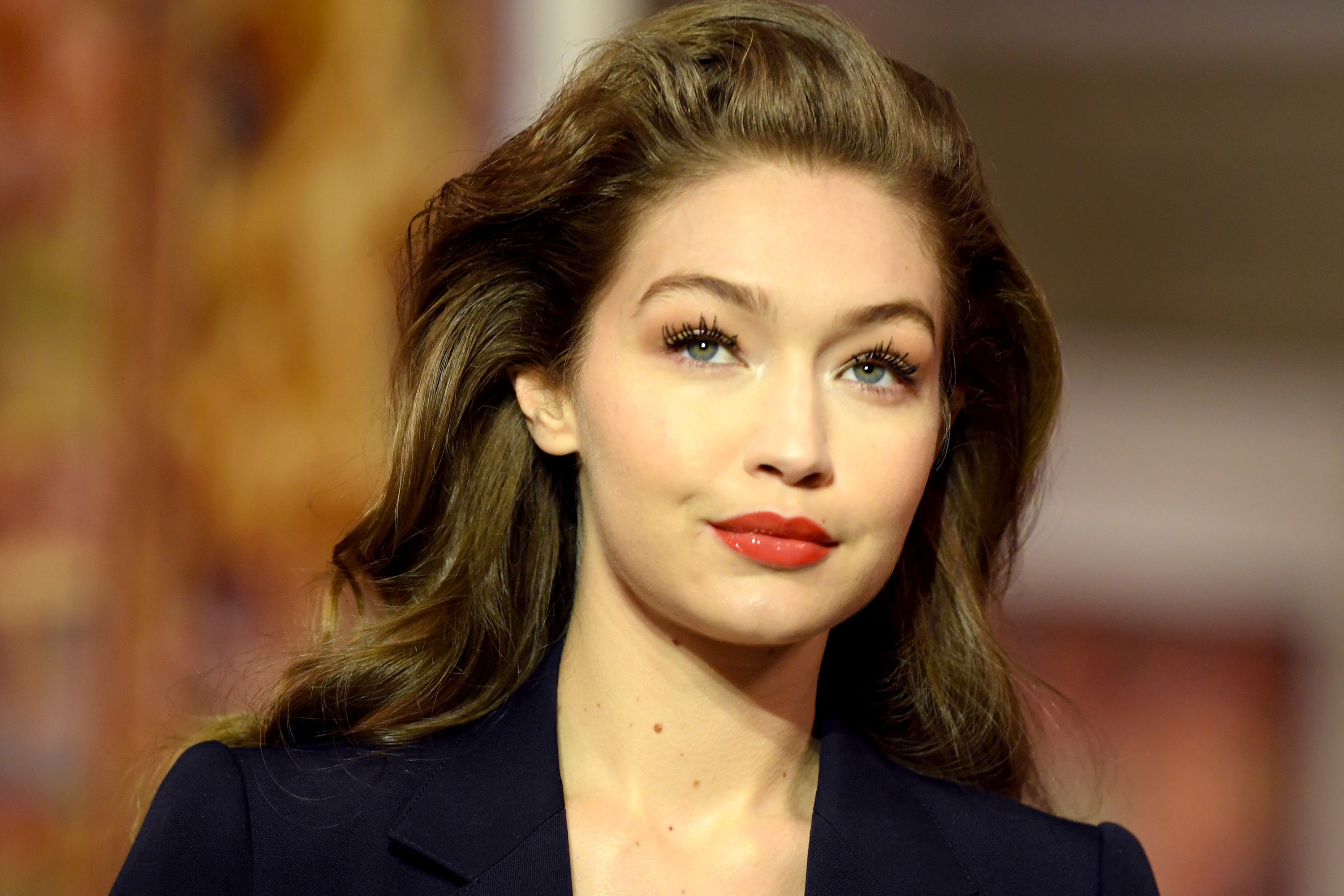 Gigi Hadid walks the runway during the Lanvin show as part of the Paris Fashion Week Womenswear Fall/Winter 2020/2021 on February 26, 2020, in Paris, France