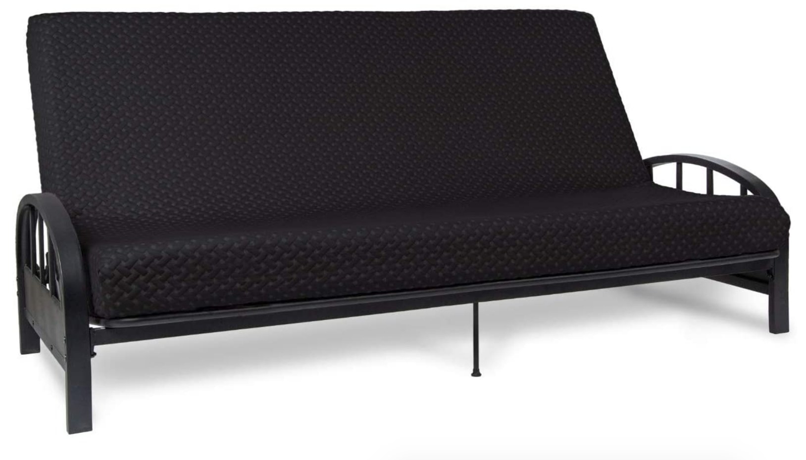 A black, memory-foam futon mattress