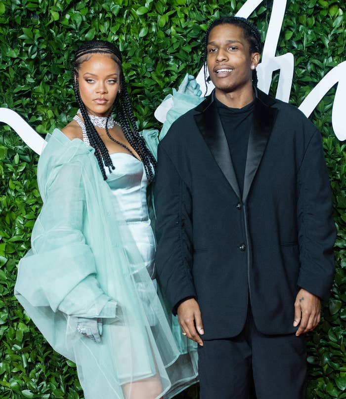 Rihanna and ASAP Rocky arrive at The Fashion Awards 2019 held at Royal Albert Hall on December 02, 2019, in London, England