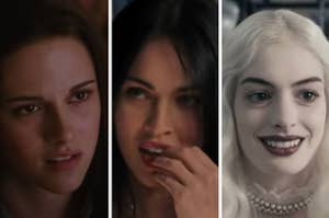 Bella from "Twilight," Jennifer from "Jennifer's Body," and Queen from "Alice in Wonderland" are in a split thumb