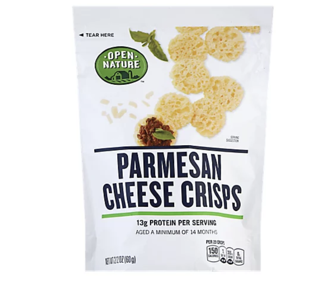 Bag of parmesan cheese crisps.