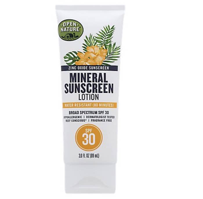 Bottle of sunscreen lotion.