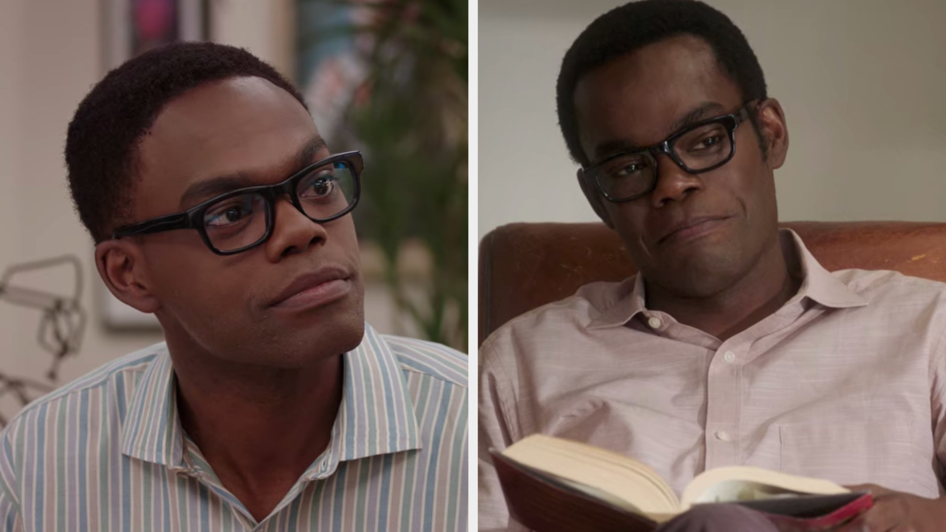 William Jackson Harper in the first episode vs. last episode of &quot;The Good Place&quot;