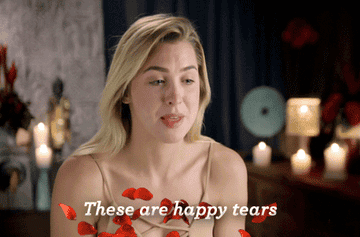 Contestant on &quot;The Bachelor Australia&quot; saying &quot;These are happy tears&quot;