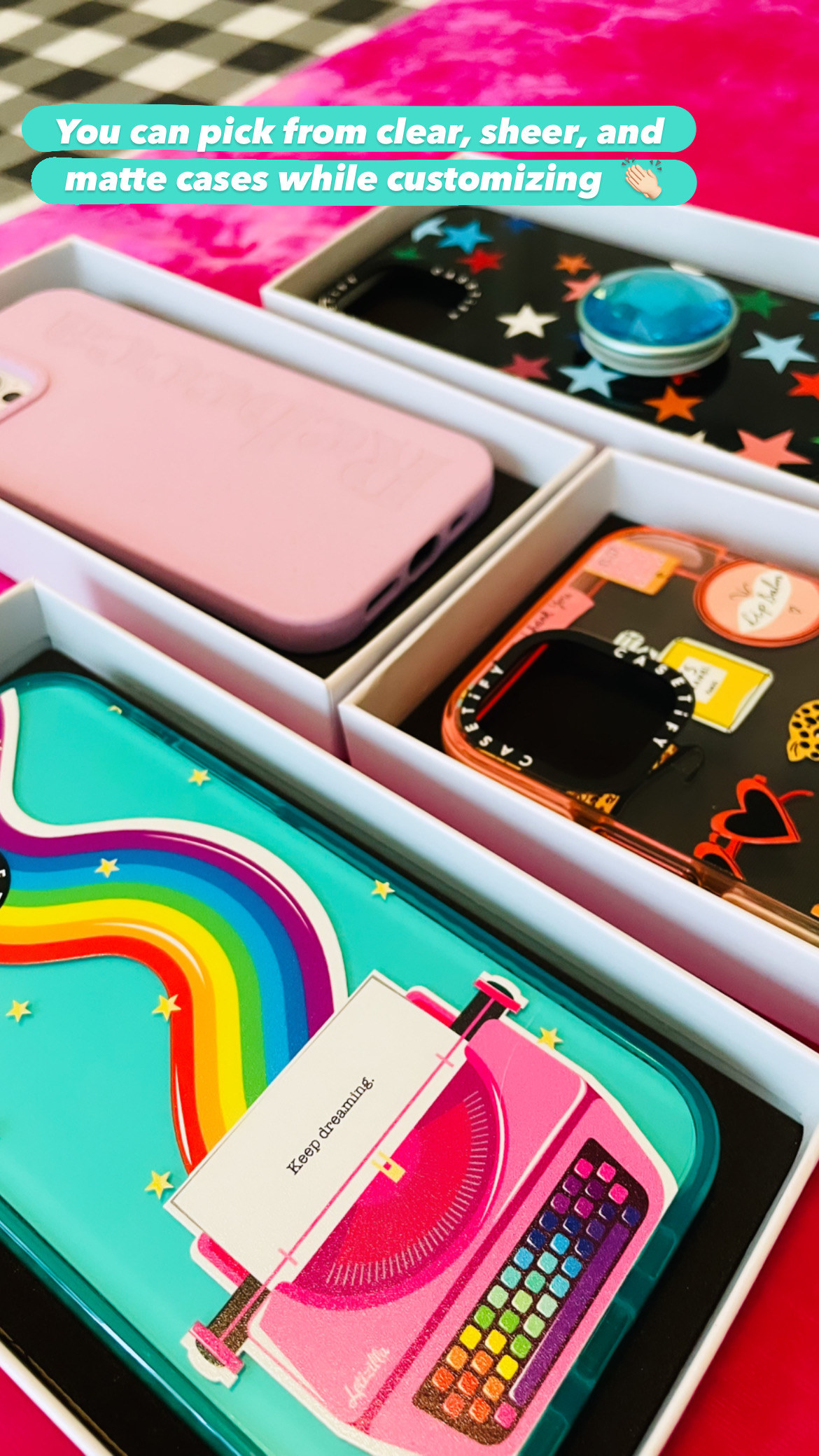 Four varying Casetify Impact phone cases.