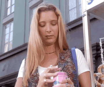 Phoebe finds a thumb in her soda and looks shocked