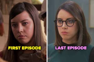 Aubrey Plaza in the first vs. last episode of "Parks & Recreation"