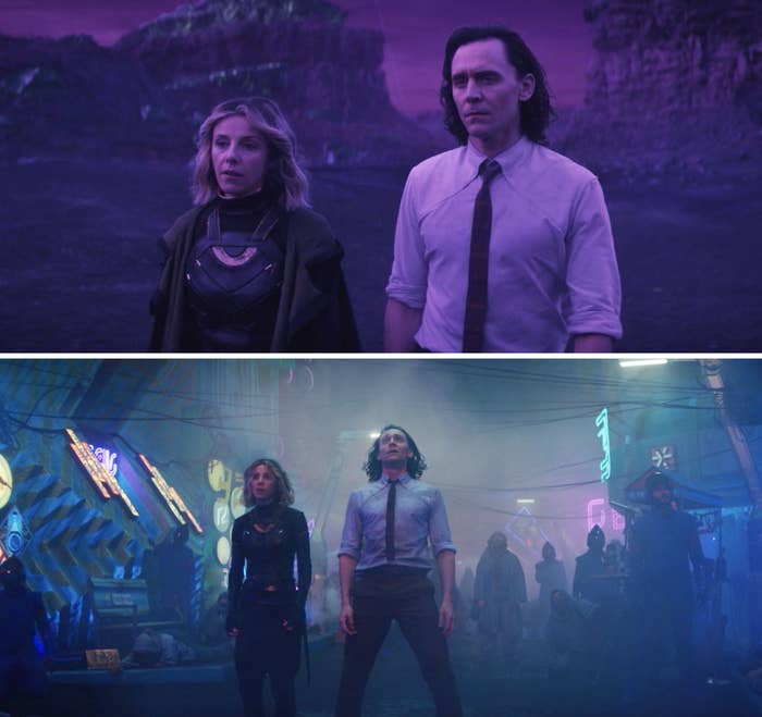 Loki and Sylvie standing side by side on Lamentis