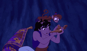 Aladdin discovering Genie