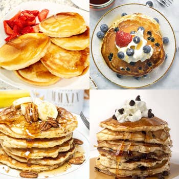 pancakes prepared four different ways 