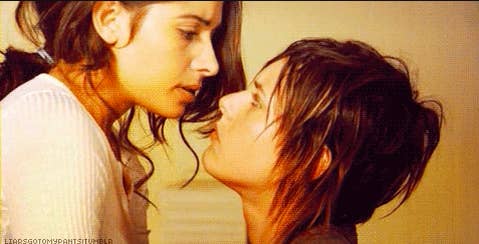 Two women staring into each other's eyes