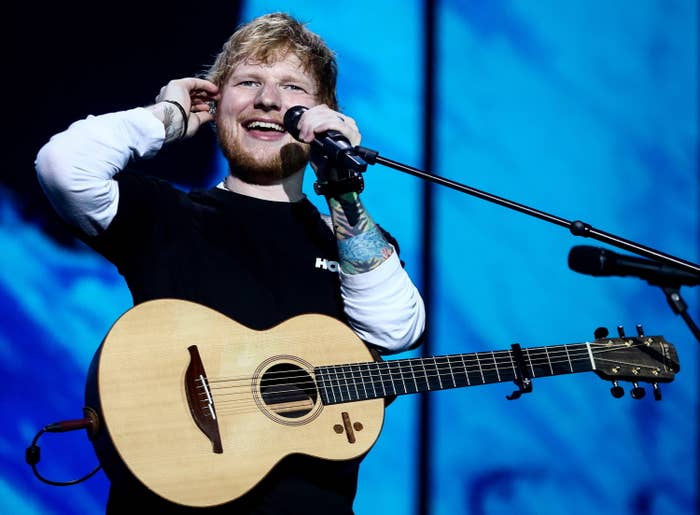 British singer-songwriter Ed Sheeran is giving a concert at Otkritie Arena in Moscow, Russia during his world tour